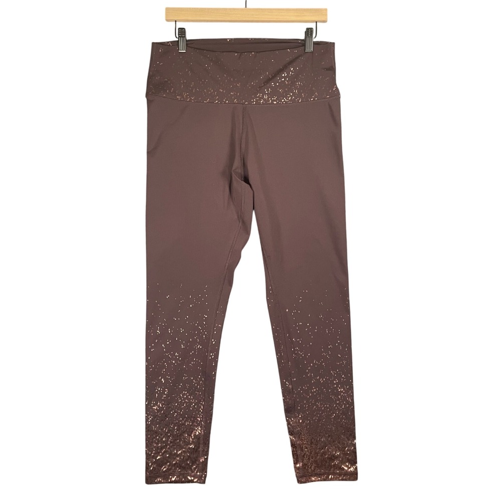 Z‎ by Zobha Leggings Womens XL Maroon Athleisure Rose Gold Speckled Print Active